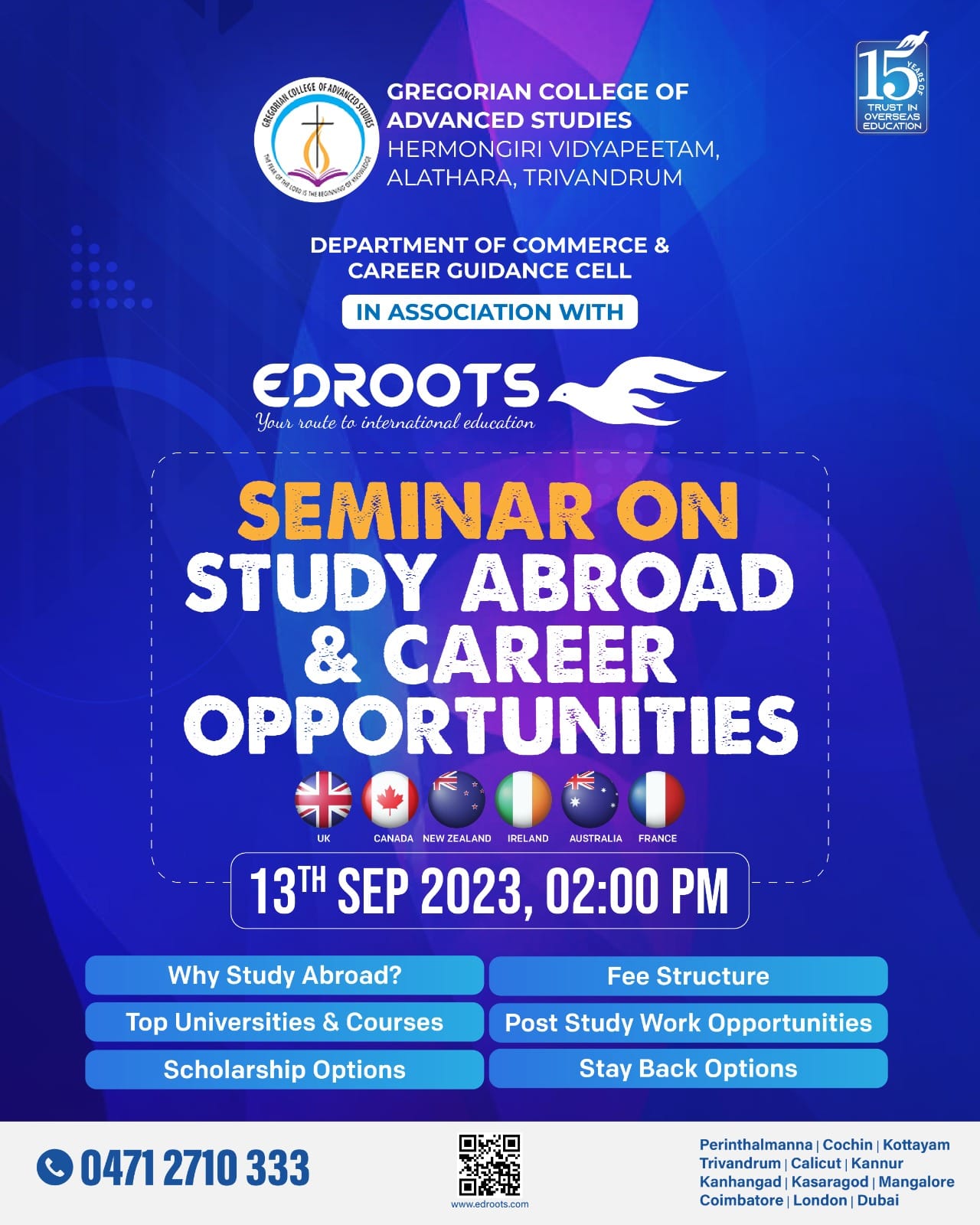 Seminar on higher Studies in abroad by EDROOTS